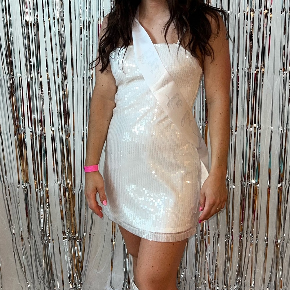 12th Tribe White Sequin mini dress
